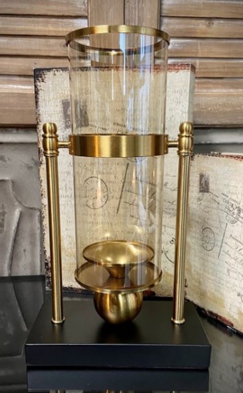 Black &amp; Gold Candleholder 13&quot;H