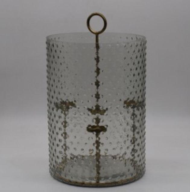 Glass Hurricane with Tealights 13&quot;