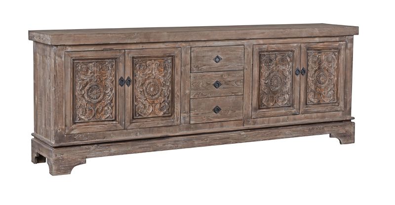 Amita Reclaimed Pine 3Dwr 4Dr Cabinet Aged Brown
