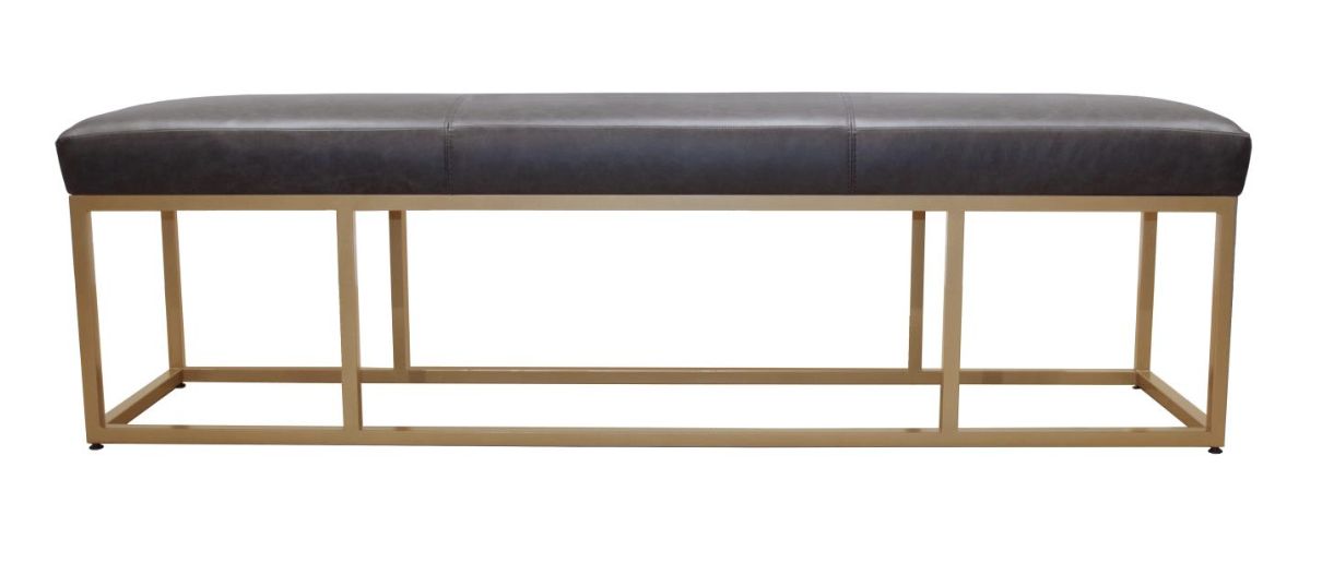 Austin 6&#39; Leather Bench W/Gold Base Tuscany Cocoa