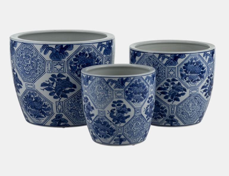 Blue/White Chinoiserie Planter 10&quot;