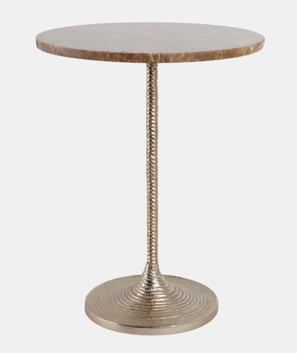 Gold Twisted Accent Table Marble Top 20x16&quot;