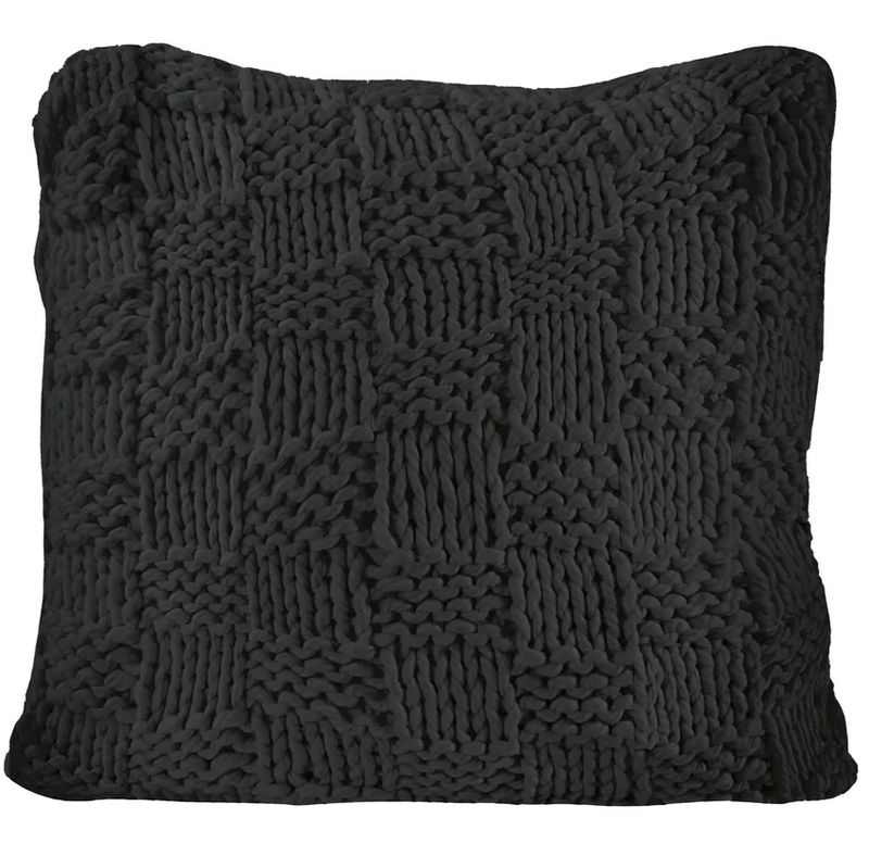 Chess Knit Euro Sham Black