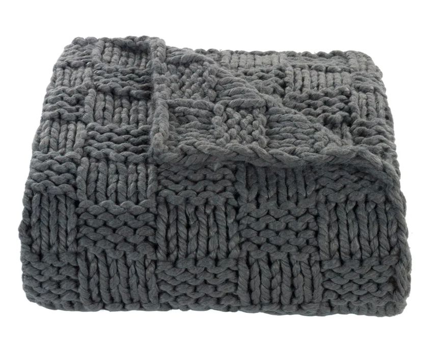 Chess Knit Throw Slate 50x60