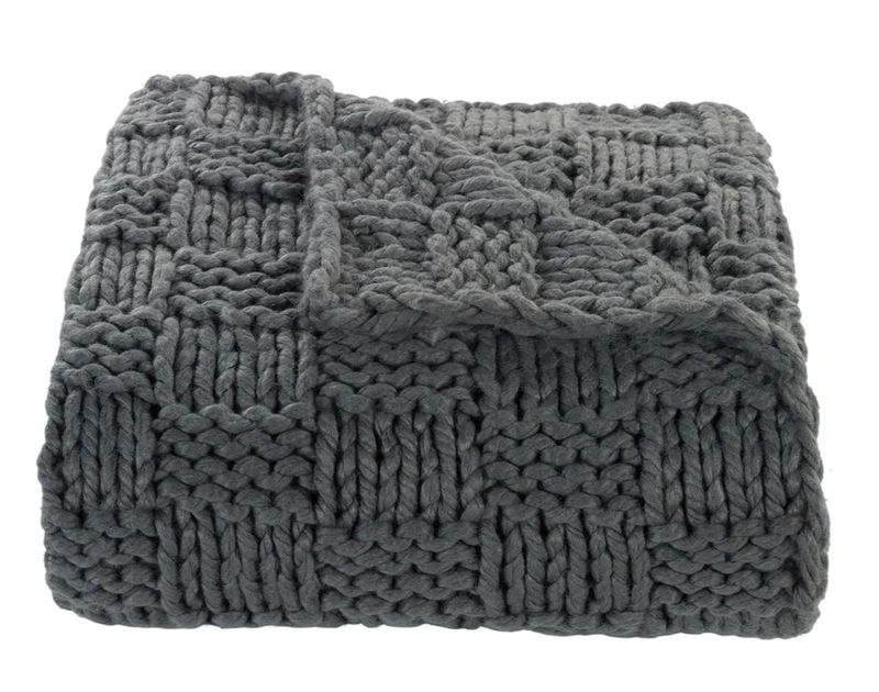 Chess Knit Throw Slate 50x60
