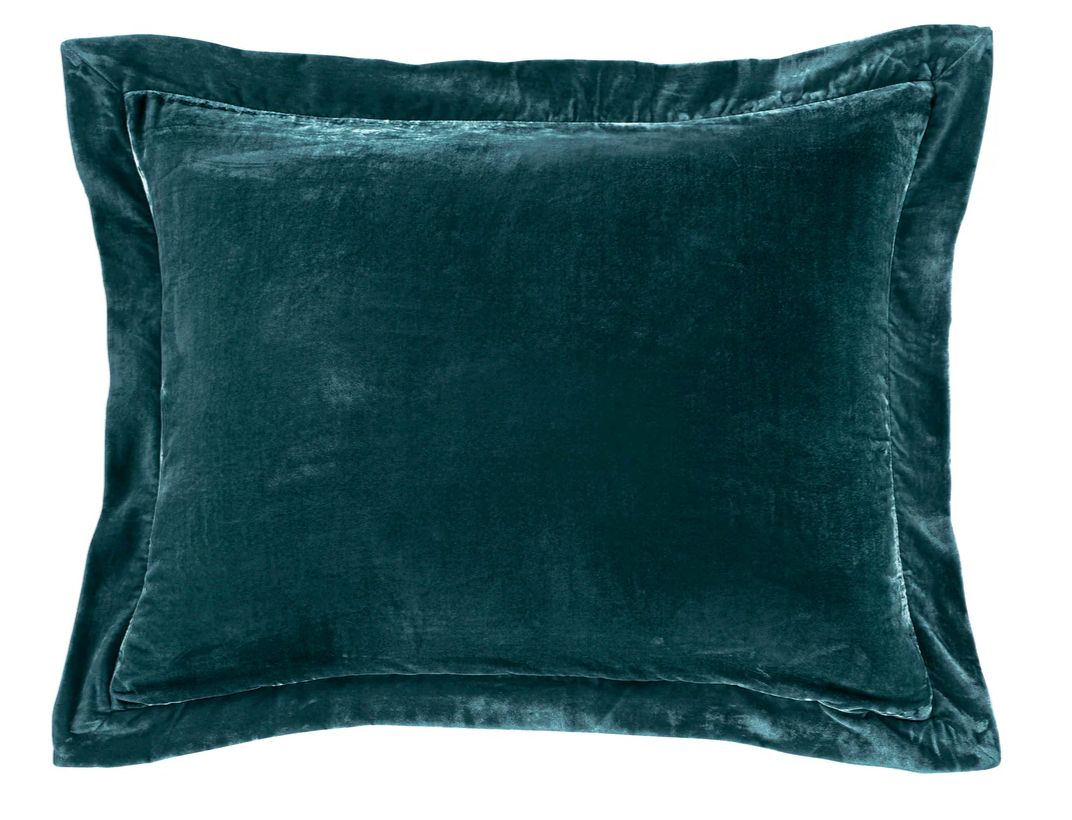 Stella Faux Silk Velvet Flanged Dutch Euro Pillow Storm Blue