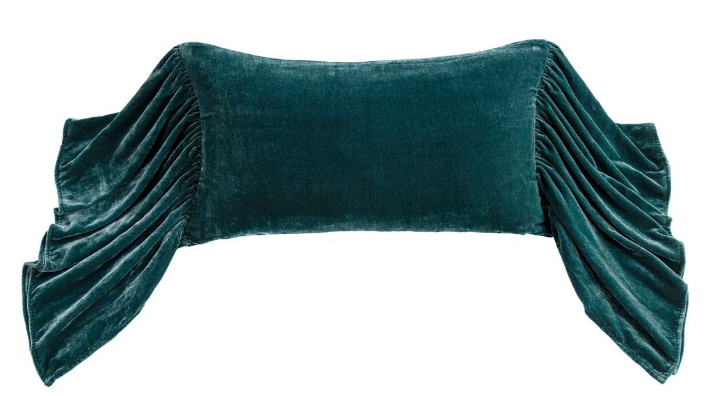 Stella Faux Silk Velvet Long Ruffled Pillow