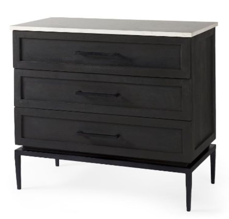 Black/Brown White Marble Top Dresser