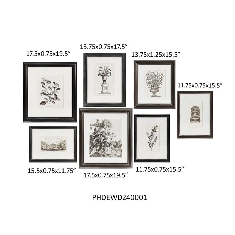 Black &amp; White Collected Botanical Framed Print
