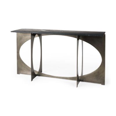 Reinhold Black Marble Iron Console