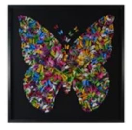Paper Butterfly Art on Black 47.5x47.5