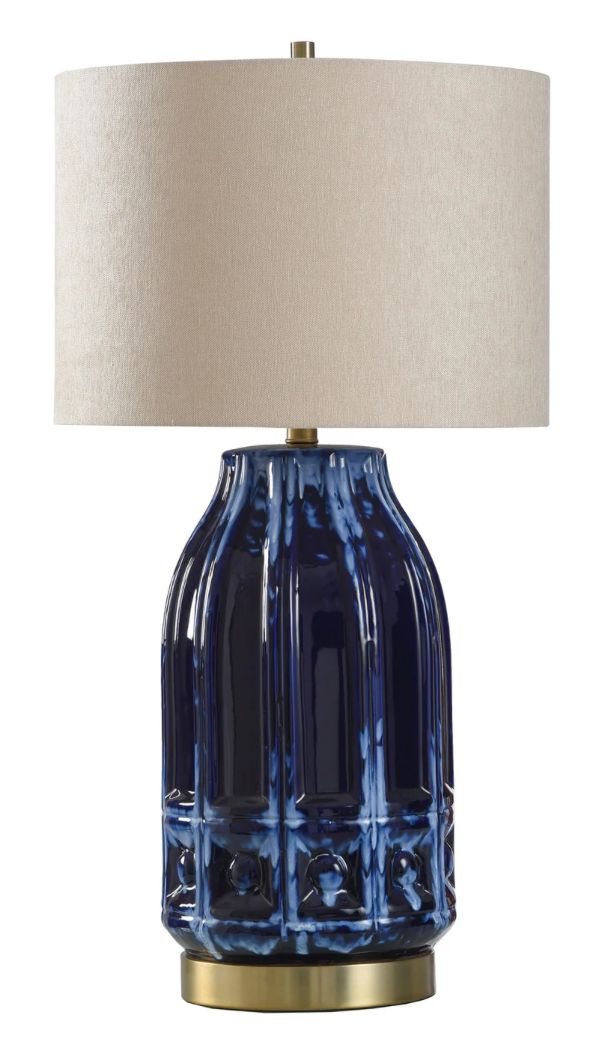 Blue Ceramic  Brass Table Lamp