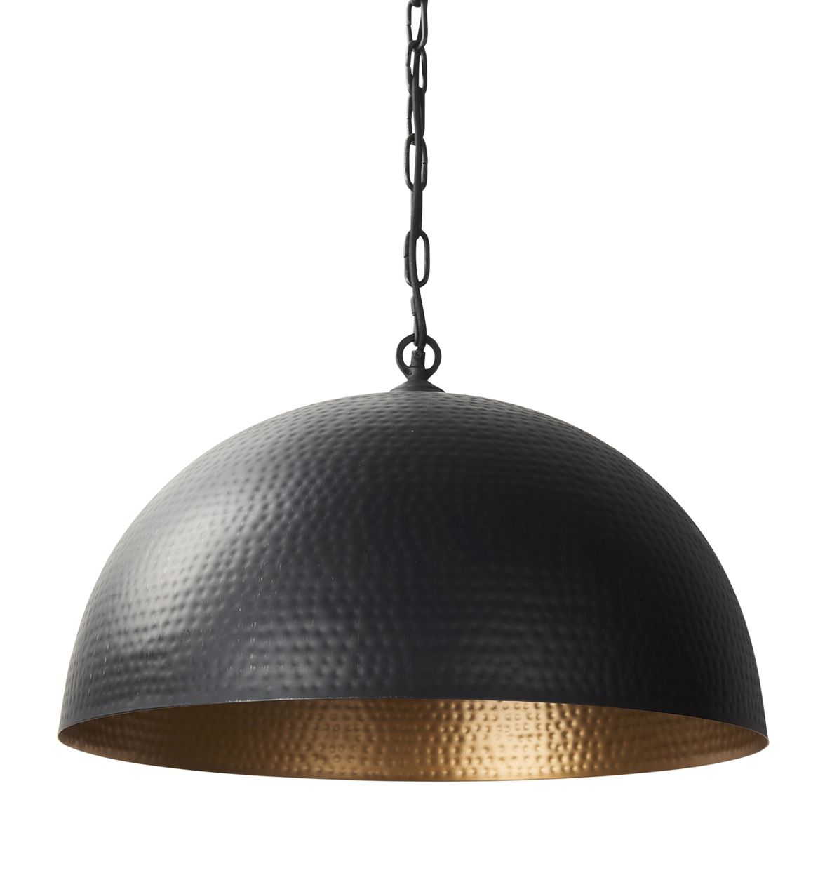 24&quot; Karina Blk Round Dome Pendant Hammered Metal