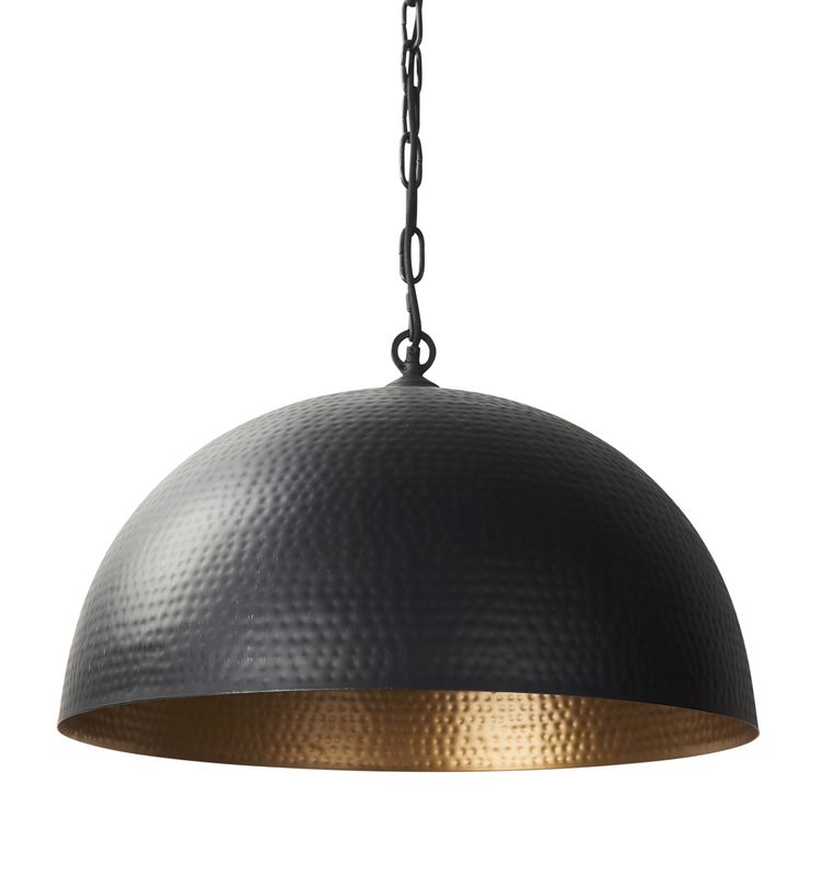 24&quot; Karina Blk Round Dome Pendant Hammered Metal