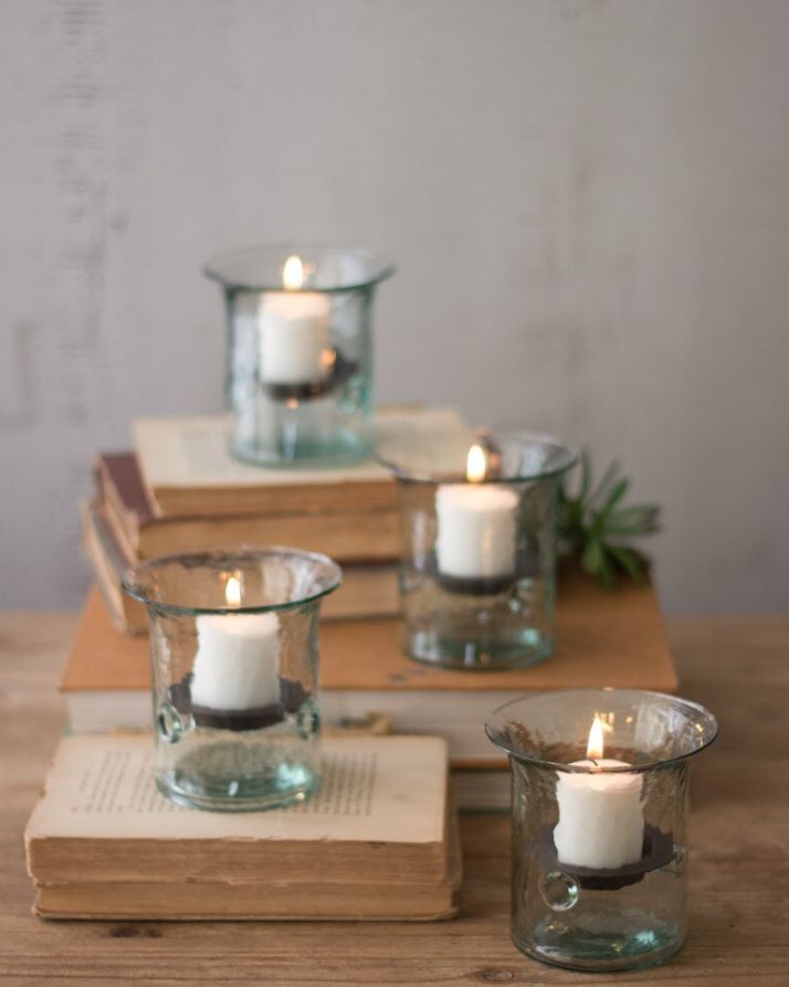 Recycled Glass Mini Votive Cylinder S/4