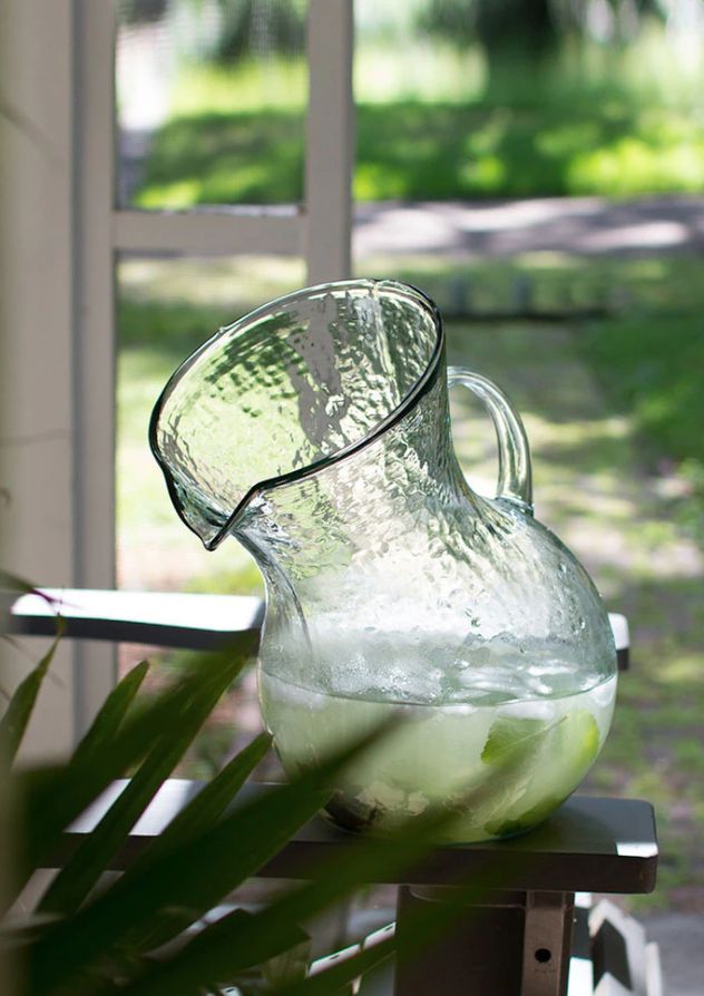 Large Glass Tilted Pitcher