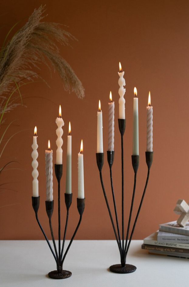 Tall Metal Taper Candelabras S/2