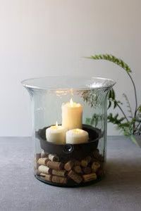 Giant Glass Candle Cylinder W/Rustic Insert
