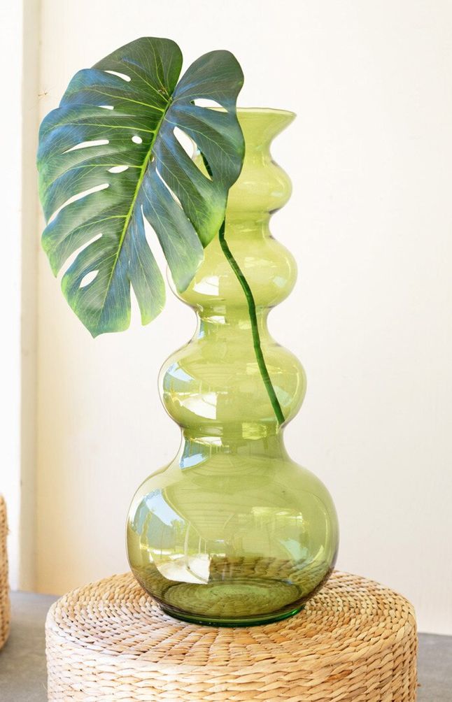 Green Large Glass Bubble Vase