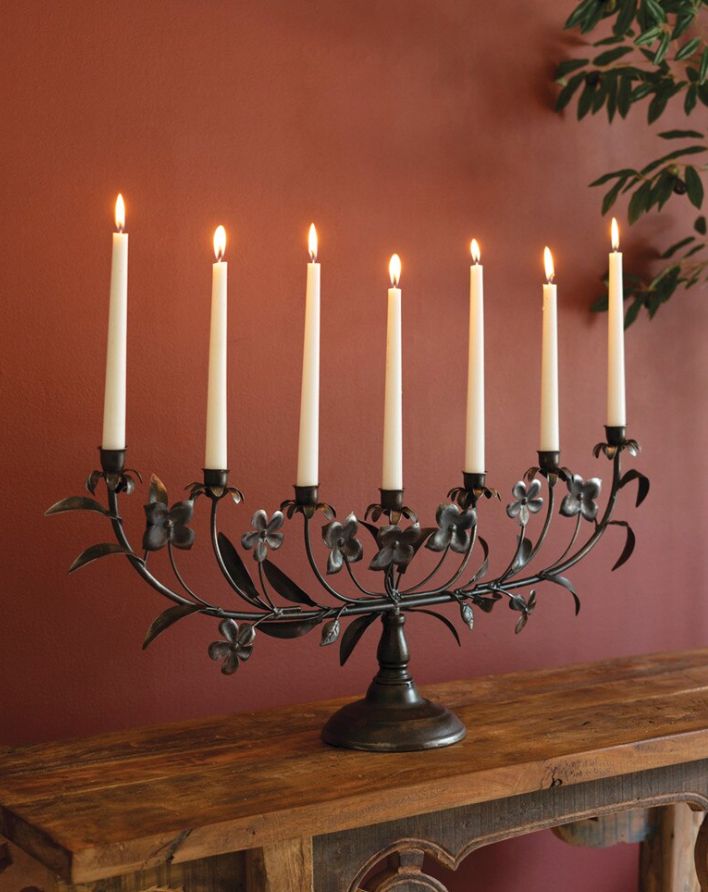 Metal Flowers Taper Candelabra