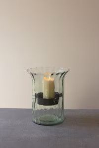 Ribbed Glass Cylinder W/Insert Lg