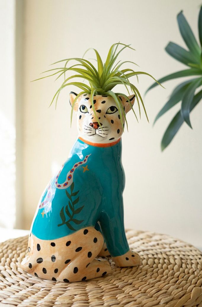 Ceramic Cheetah Bud Vase