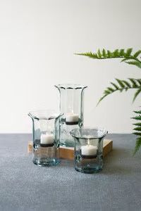 S/3 Recycled Glass Ribbed Votive Cylinders