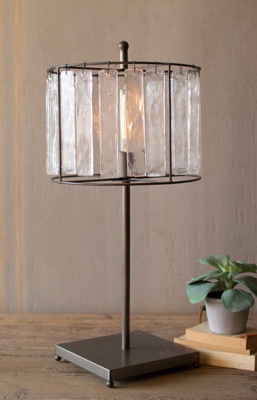 Glass Chimes and Raw Metal Table Lamp