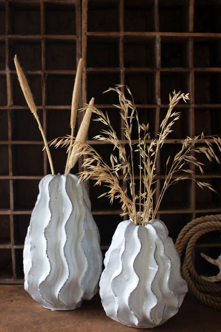 Large Ceramic Ruffle Vase