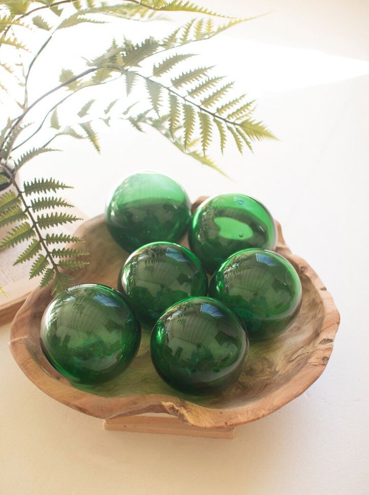 Recycled Green Glass Ball S/6