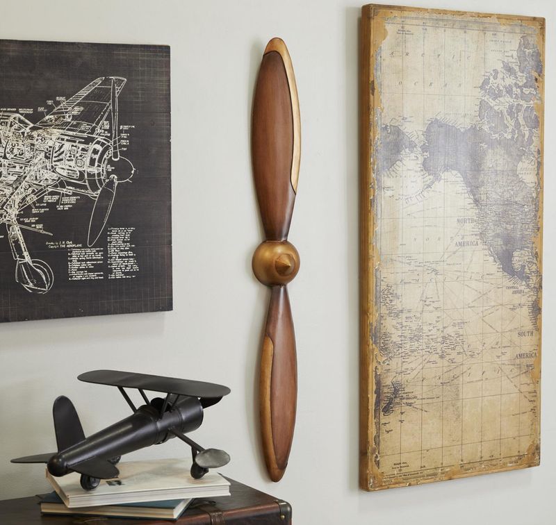 Brown Metal Airplane Propeller 2 Blade Wall Decor