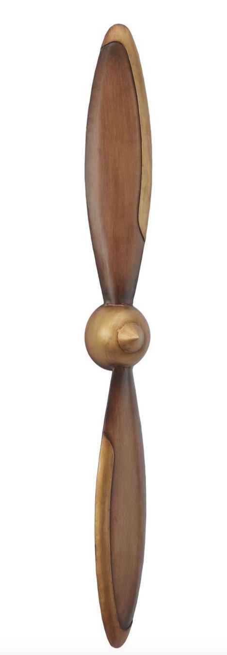 Brown Metal Airplane Propeller 2 Blade Wall Decor