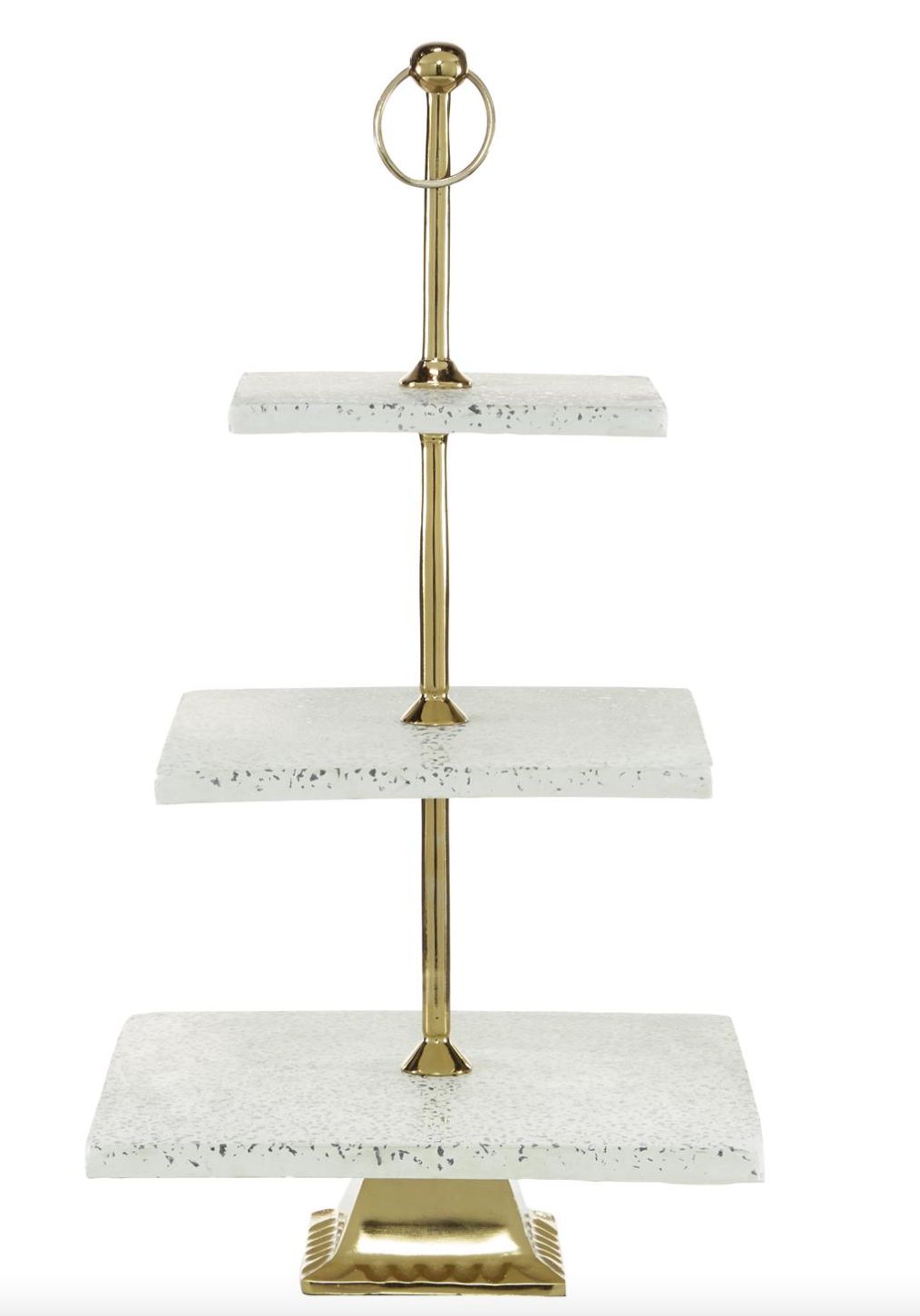White Ceramic Terrazzo 3 Level Tiered Server
