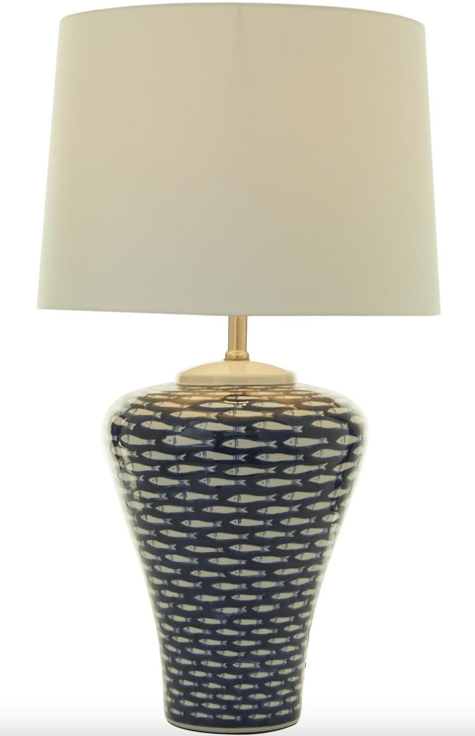 Dark Blue Ceramic Fish Table Lamp