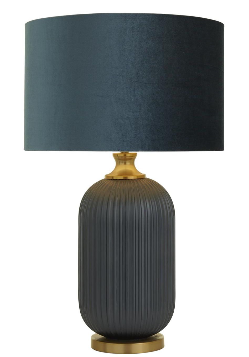 Blue Glass Ribbed Room Table Lamp