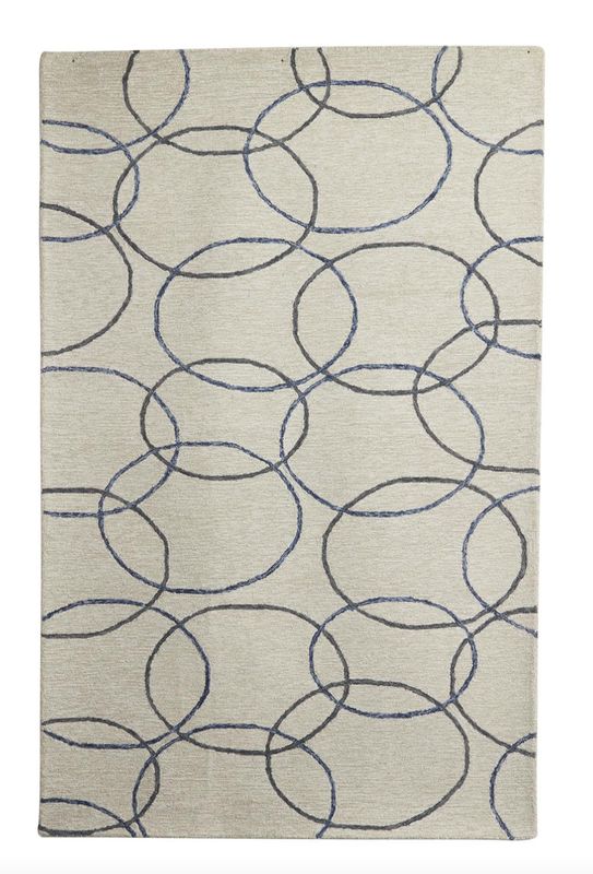 Cream Wool Fabric Geometric Handmade Circles 8x10