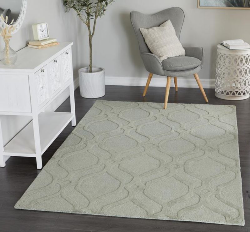 Gray Wool Fabric Geometric Handmade 8x10