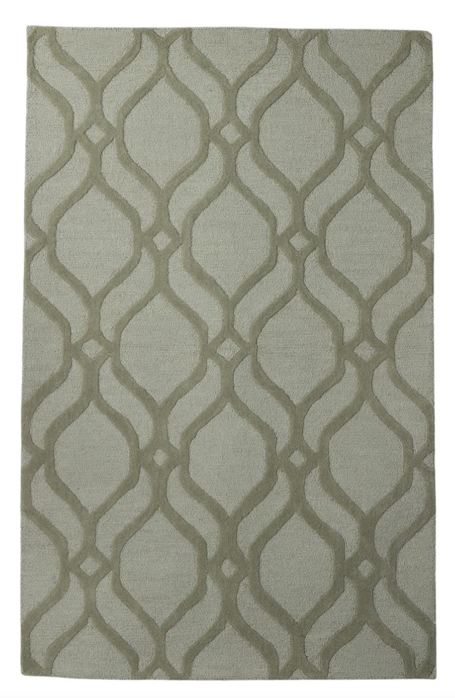Gray Wool Fabric Geometric Handmade 8x10
