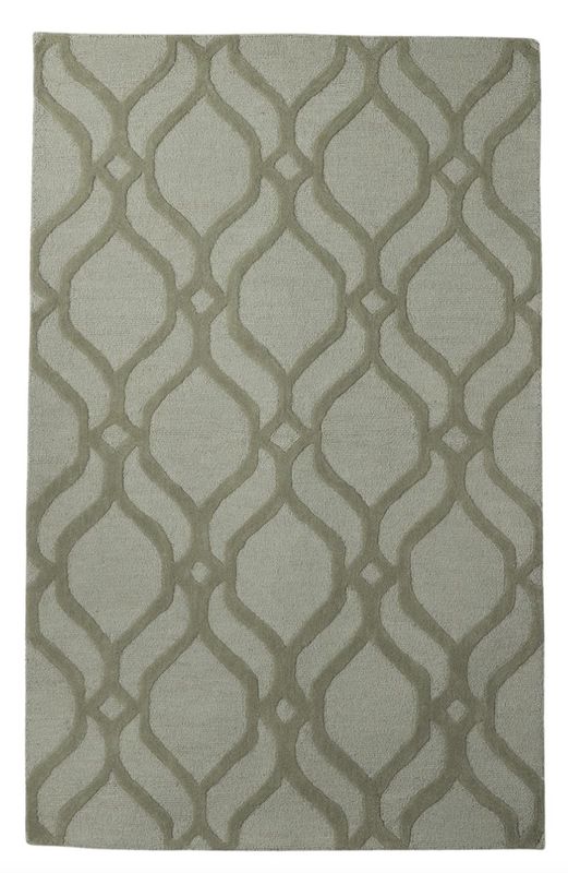 Gray Wool Fabric Geometric Handmade 8x10