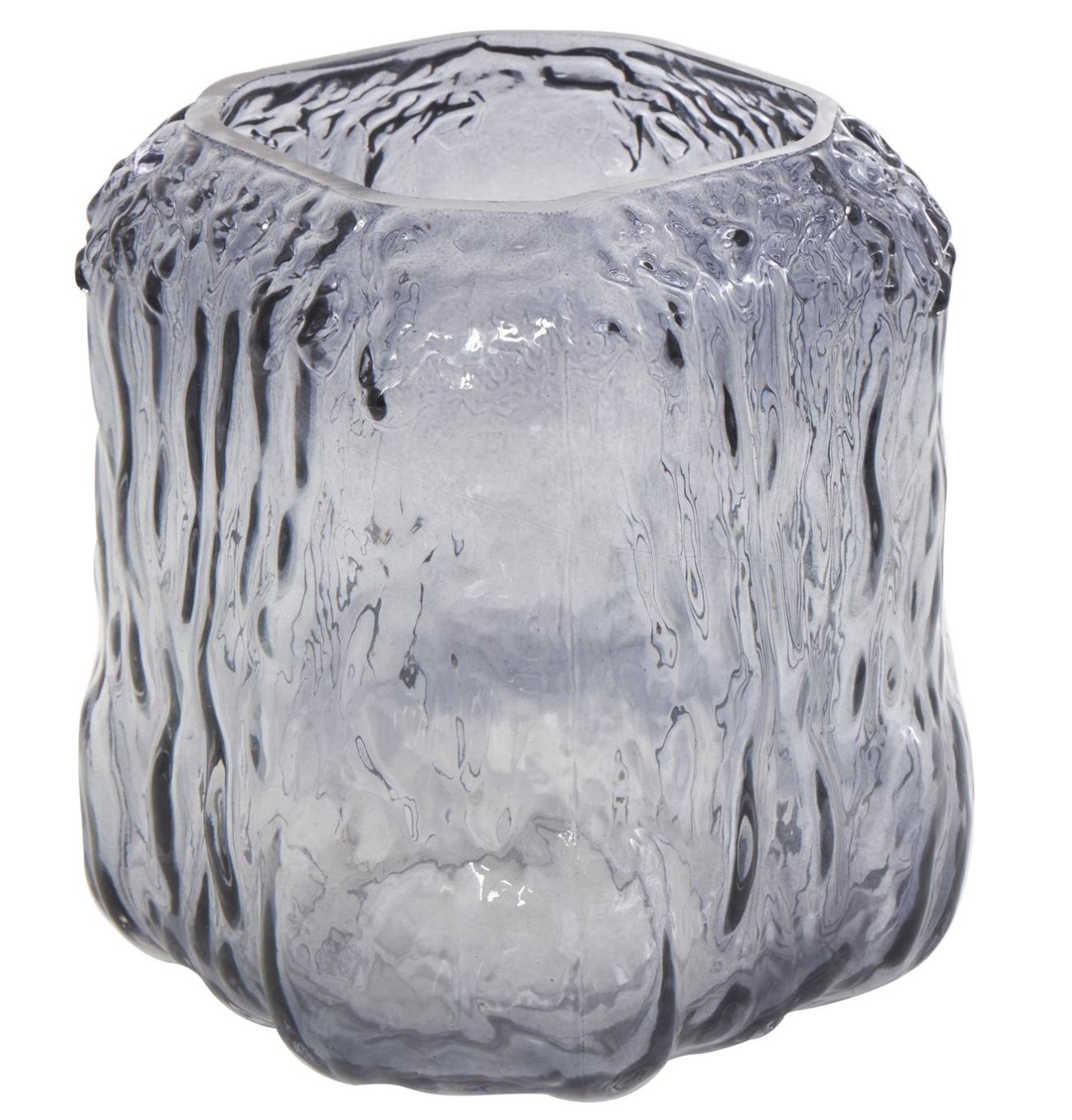 Gray Glass Handmade Dimensional Textured Square