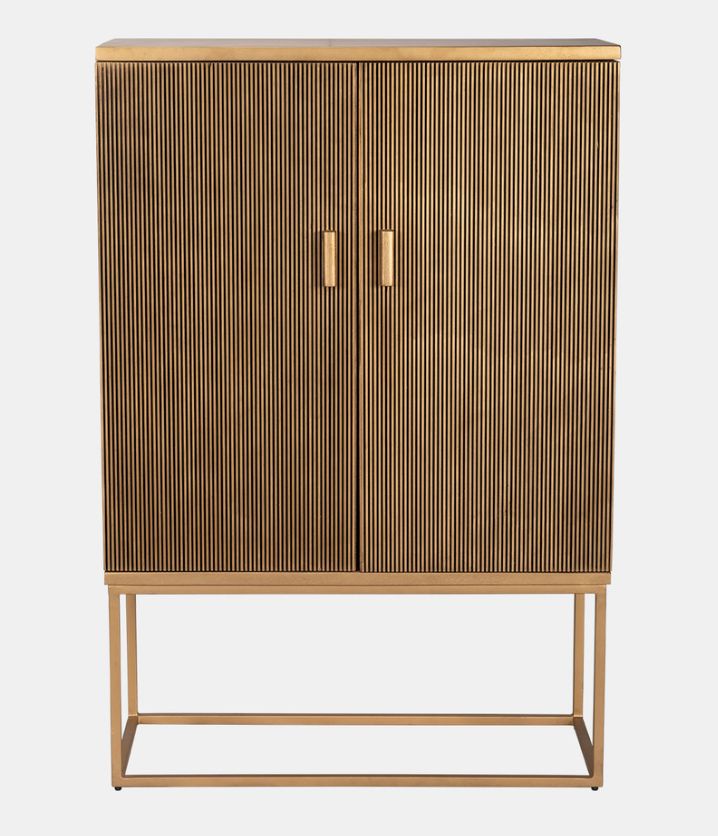 Gold Wood 2 Door Bar Cabinet 55&quot;H