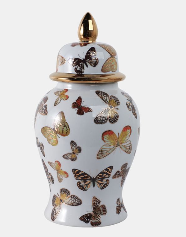 Butterflies Temple Jar 14x7&quot;