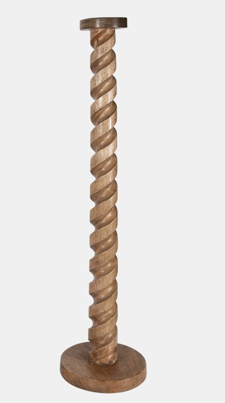 Wood Spiral Floor Pillar Candleholder 36&quot;