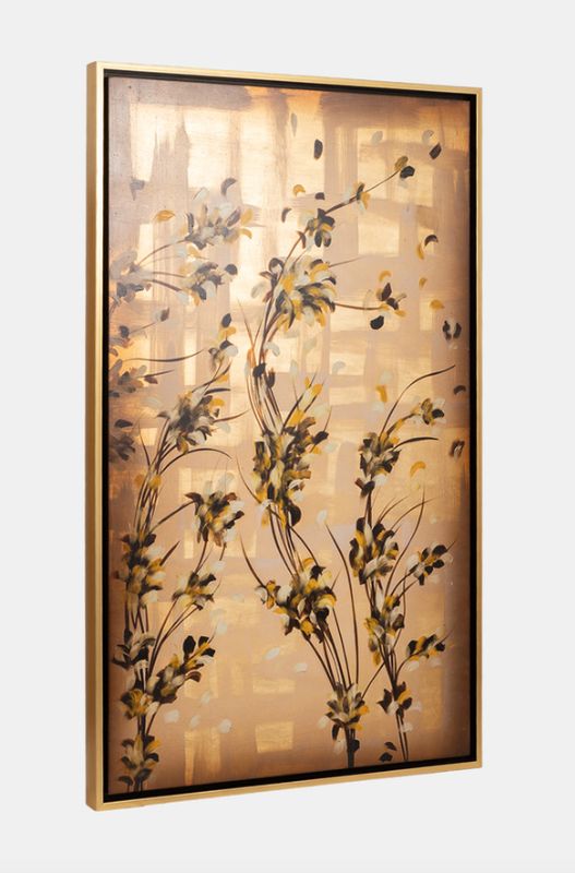 Hand Painted Gold Wildflowers S/2 71x59