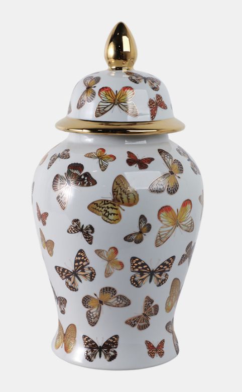 Butterflies Temple Jar 18x9&quot;