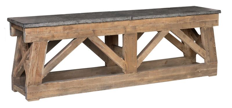 Marbella Reclaimed Pine 100&quot; Console Table Mission Brown/ Blue Stone