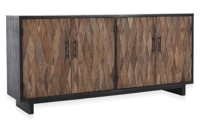 Anton Reclaimed Pine 4Dr Cabinet Black/Natural