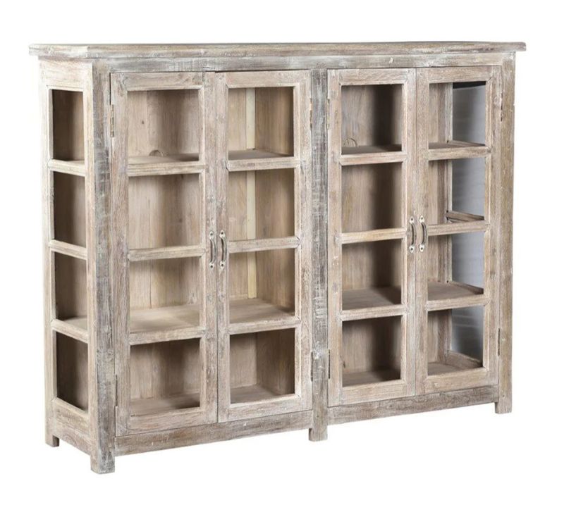 Alta 4Dr Glass Storage Cabinet White 69x18x49
