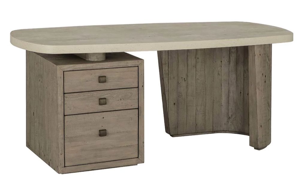 Angus Reclaimed Pine 70&quot; Desk Distressed Gray/Weathered Chalk