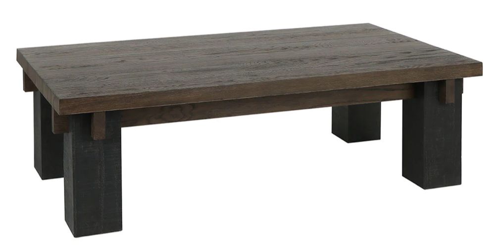 Duncan Reclaimed Pine 58&quot; Coffee Table Suede Brown/Carbon Black